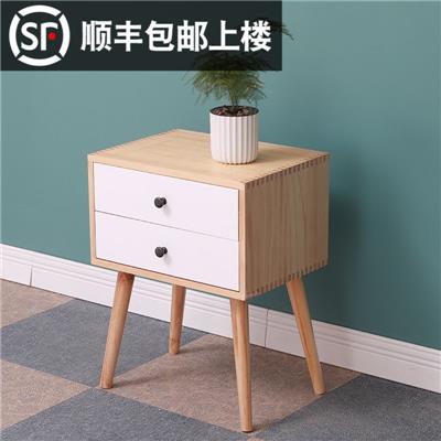 北欧全?#30340;敬餐?#26588;黑色现代简约抽屉柜卧?#23452;?#26408;床边收纳小柜子整装