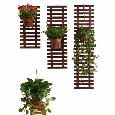 【三件套】实木花架多层壁挂花架子 阳台花盆架客厅室内木质花架