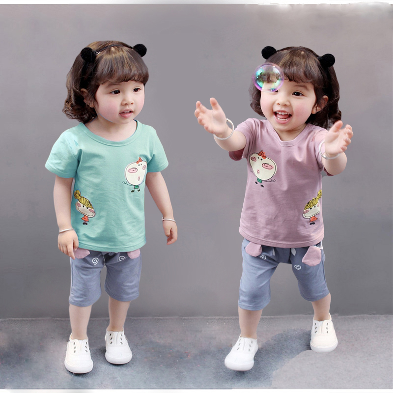 2020新款女童1夏裝0女寶寶衣服2夏季3歲半嬰兒童4夏天短袖套裝潮