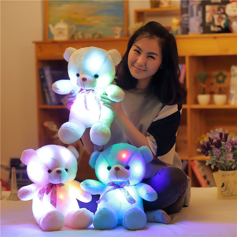 Luminous teddy bear plush toy panda doll small cuddle bear pillow birthday gift girl children's toy