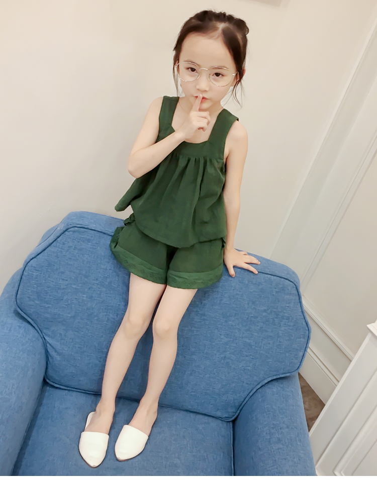 儿童夏装女童套装2021新款女宝宝洋气休闲无袖短裤韩版两件套装潮