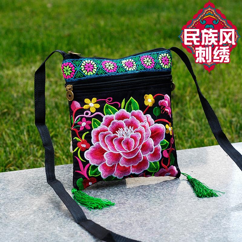 Autumn 2020 new national style embroidery Mini girl mobile phone zero purse Single Shoulder Messenger Bag tassel versatile bag